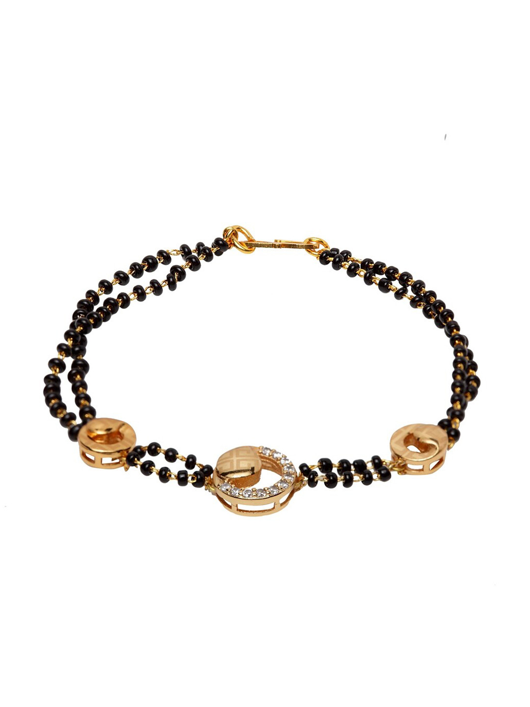 

PANASH Black Gold-Plated Beaded & AD-Studded Mangalsutra Bracelet