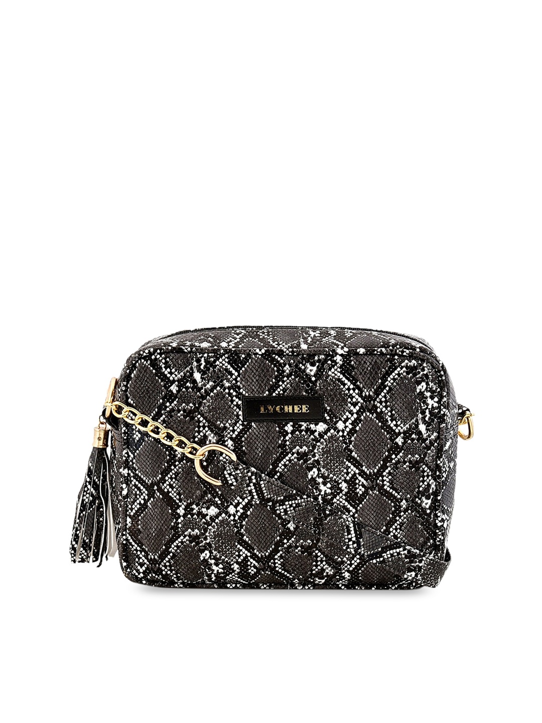 

Lychee bags Black Embellished Sling Bag