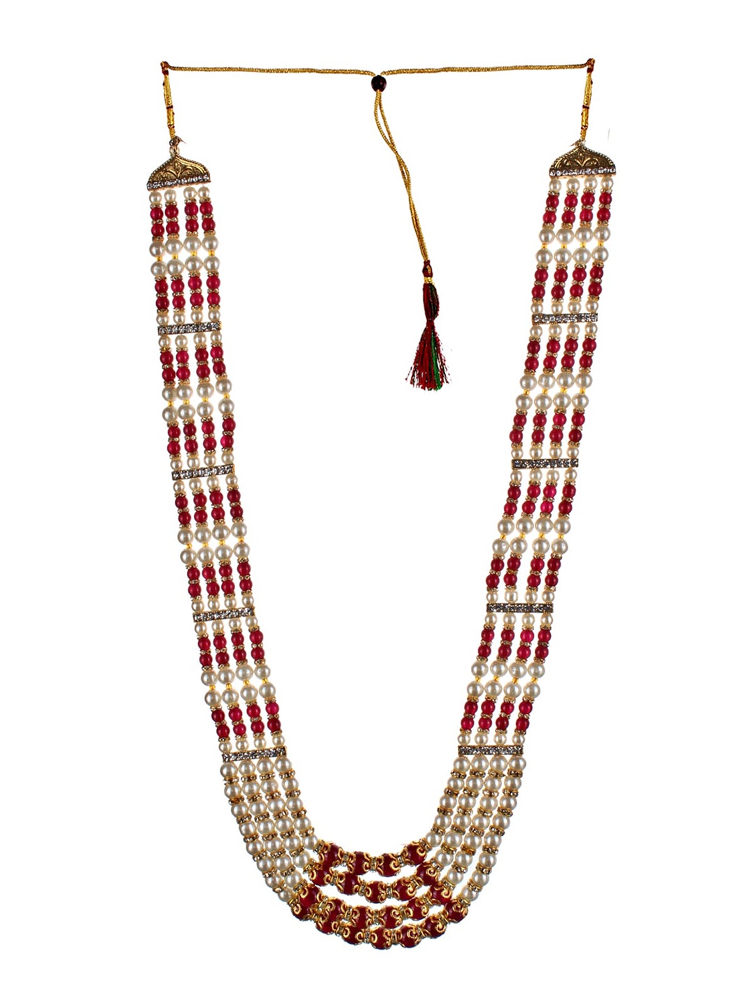 

LUCKY JEWELLERY Men Maroon & White Alloy Gold-Plated Necklace