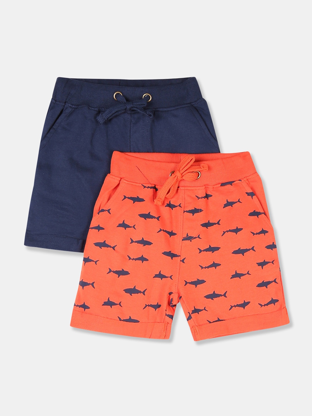 

Cherokee Boys Pack Of 2 Coral Pink & Navy Blue Printed Regular Fit Regular Shorts