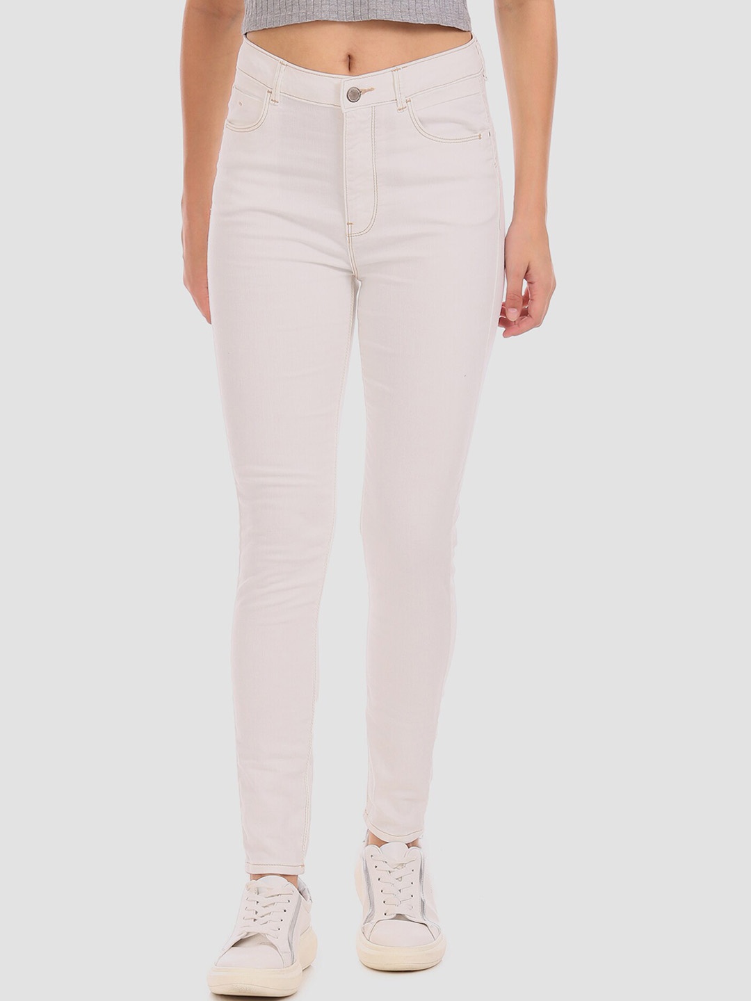

Flying Machine Women White Super Skinny Fit High-Rise Clean Look Stretchable Jeans