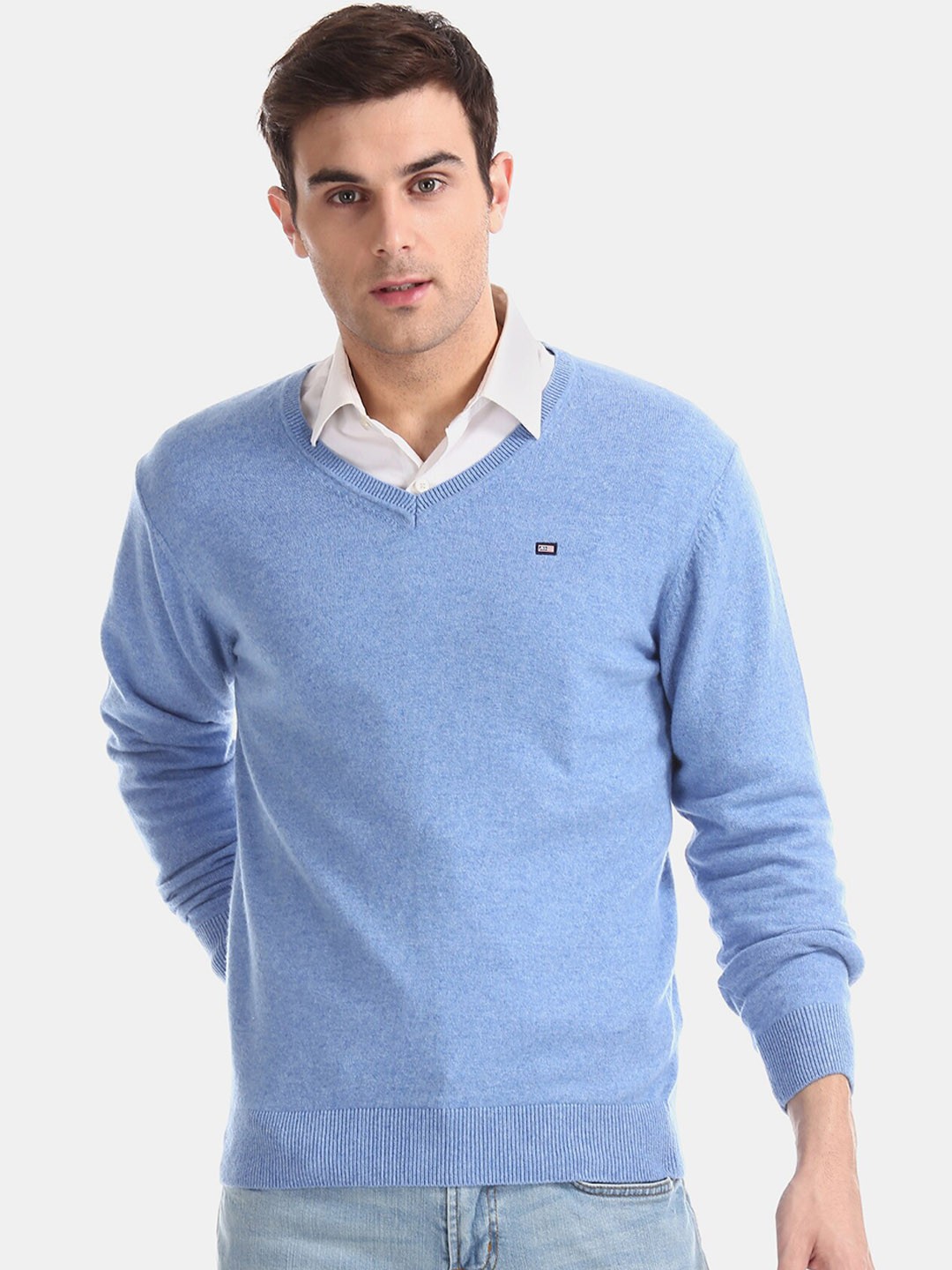 

Arrow Sport Men Blue Solid Pullover Sweater