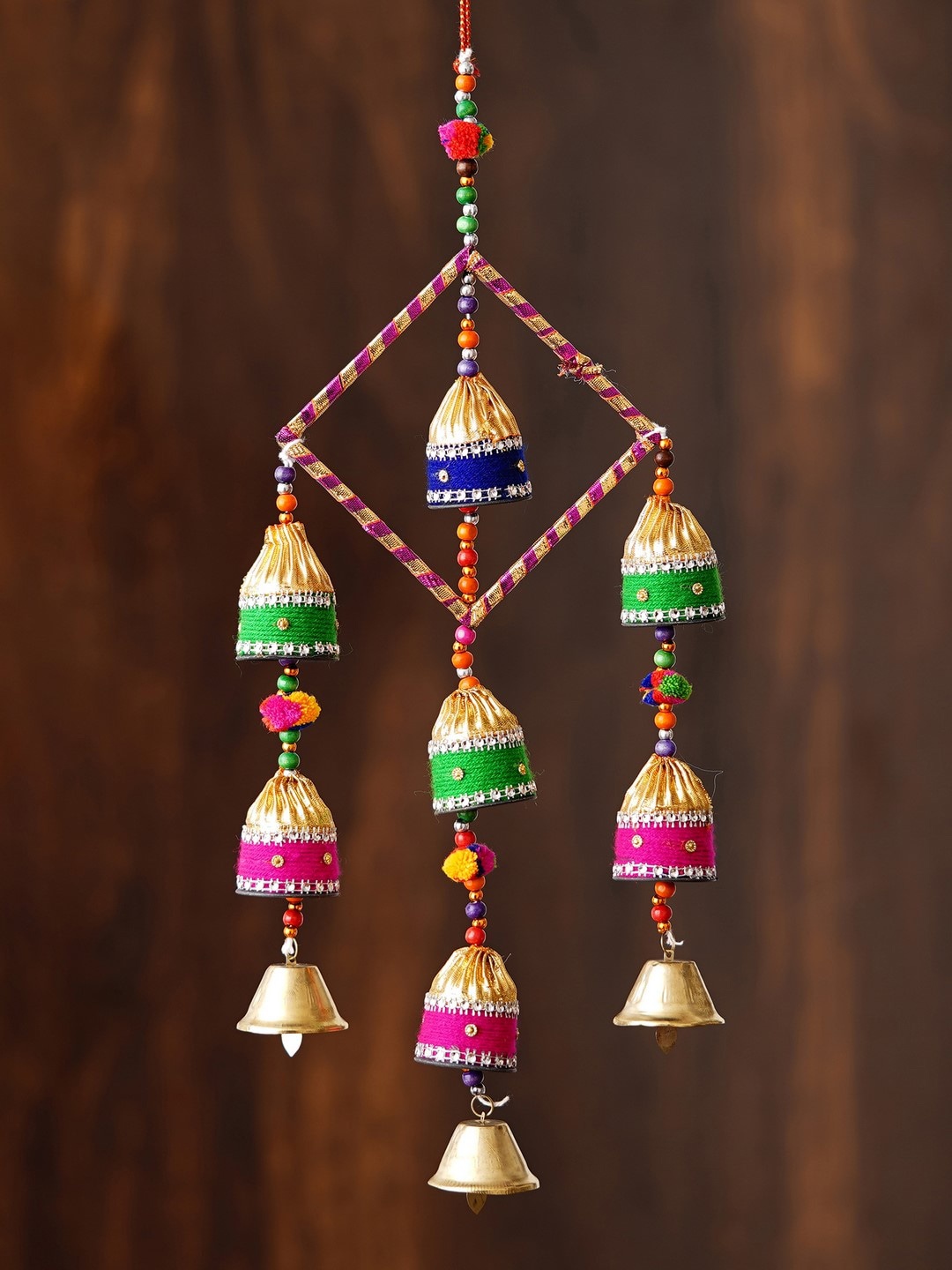 

eCraftIndia Pink & Green Handcrafted Wall Hanging Bells