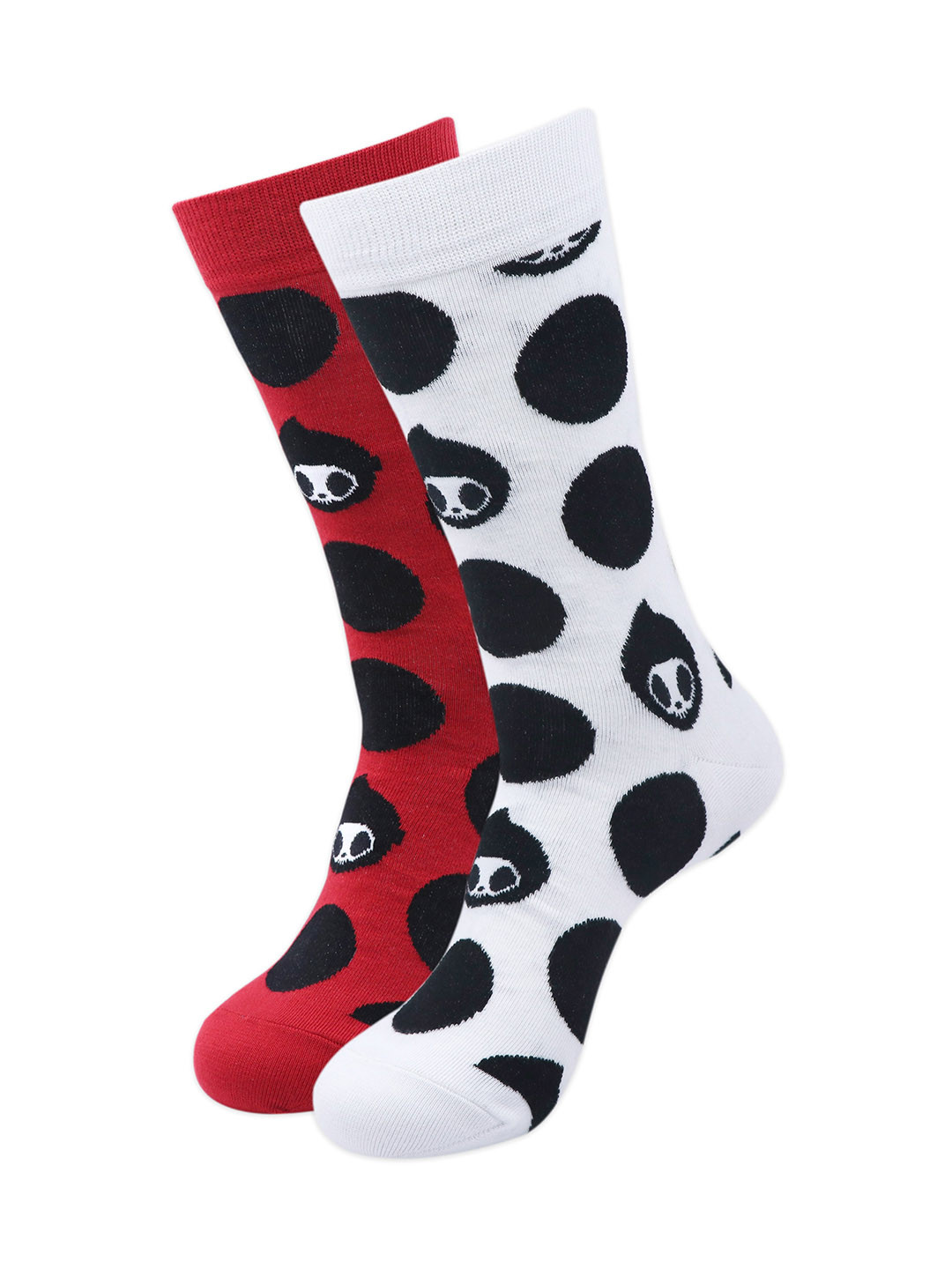 

Balenzia Women Pack Of 2 White & Red Tokidoki Patterned Calf-Length Socks