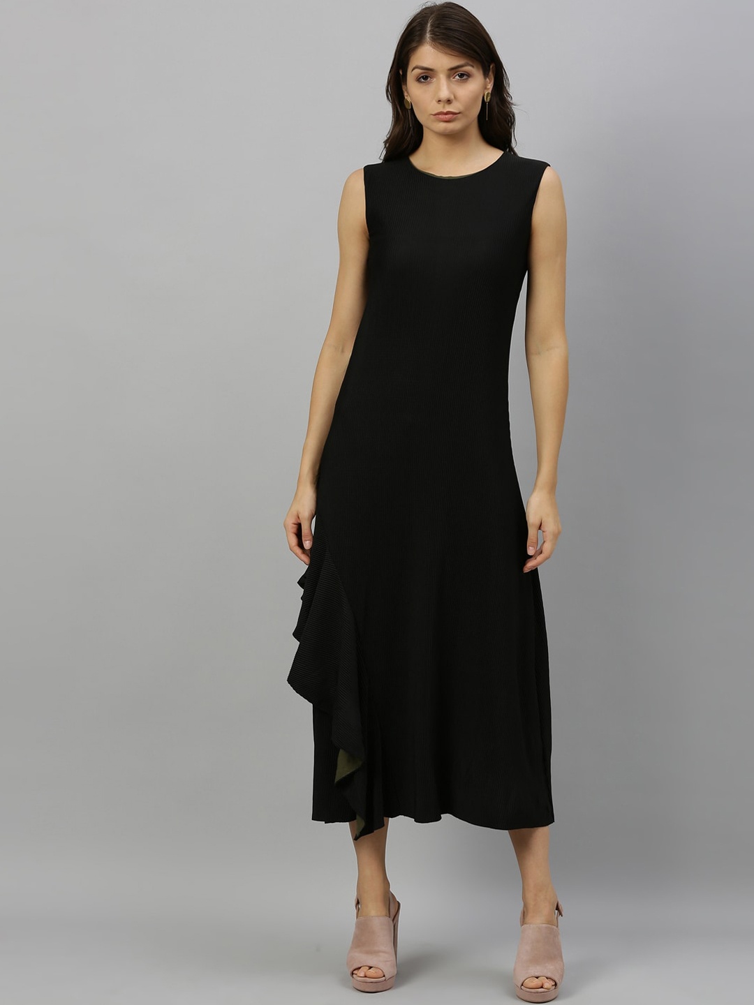 

RAREISM Women Black Solid A-Line Dress