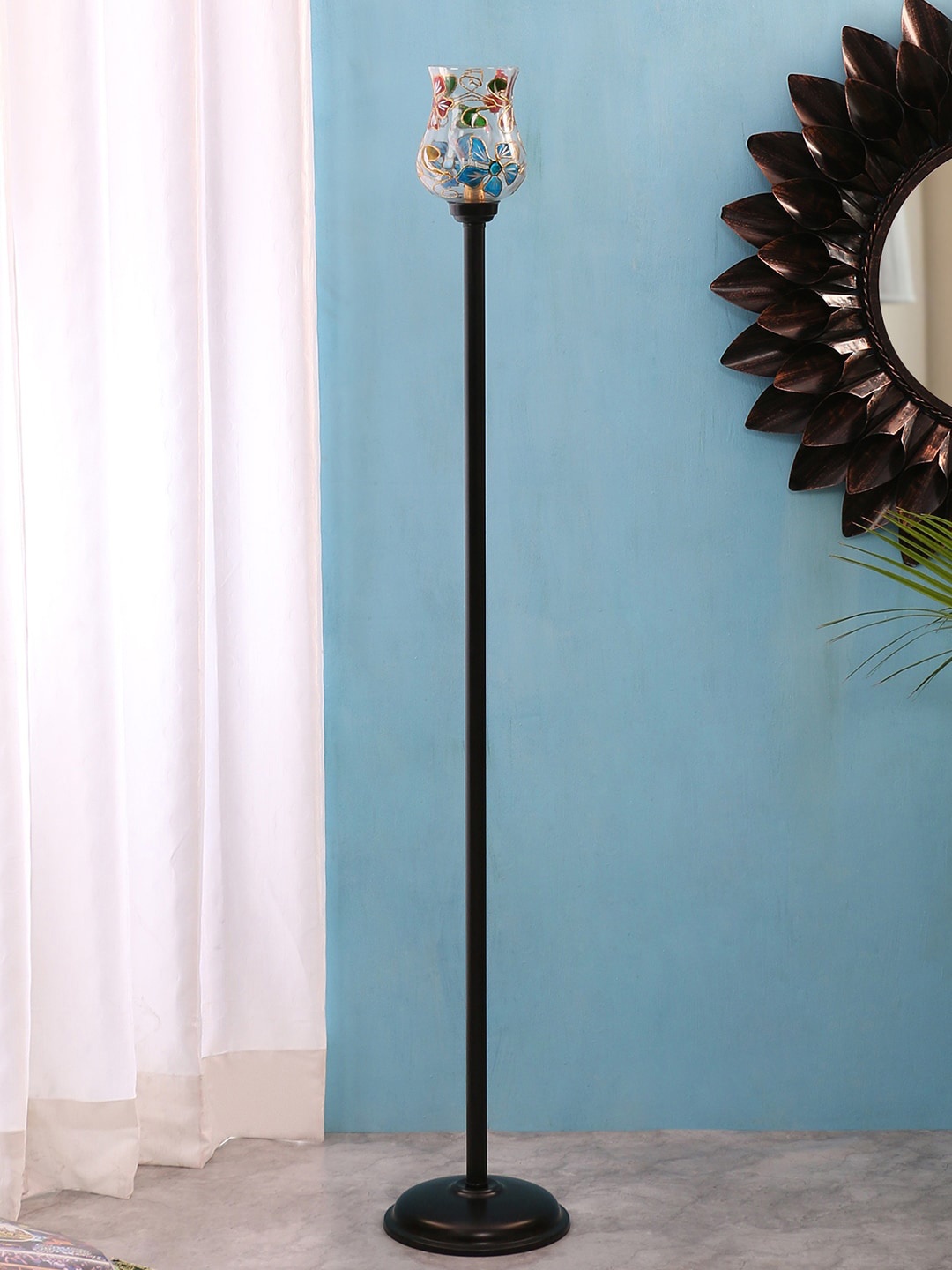 

Devansh Transparent & Red Printed Traditional Column Lamp