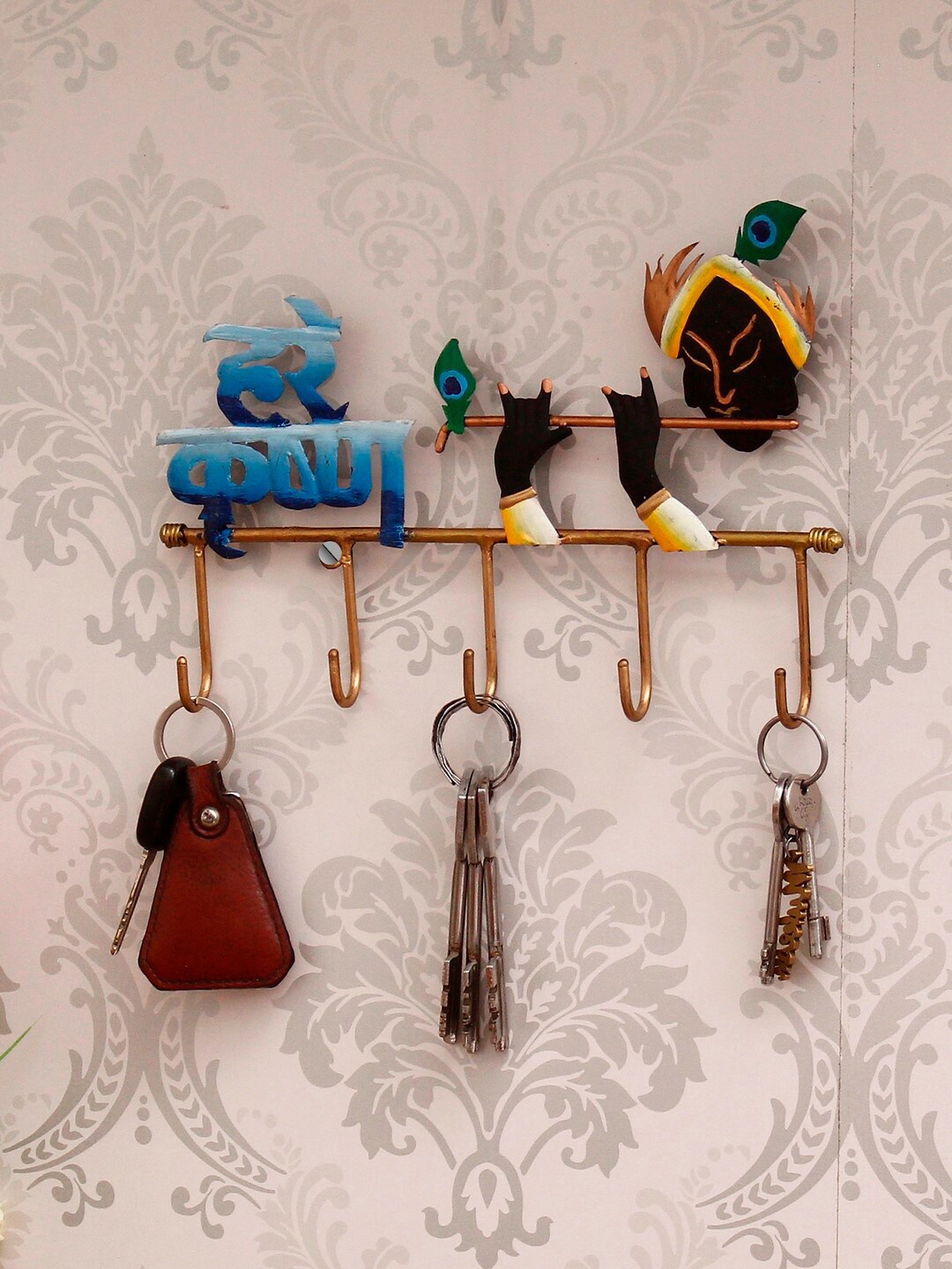 

eCraftIndia Black & Blue Hare Krishna Key Holder