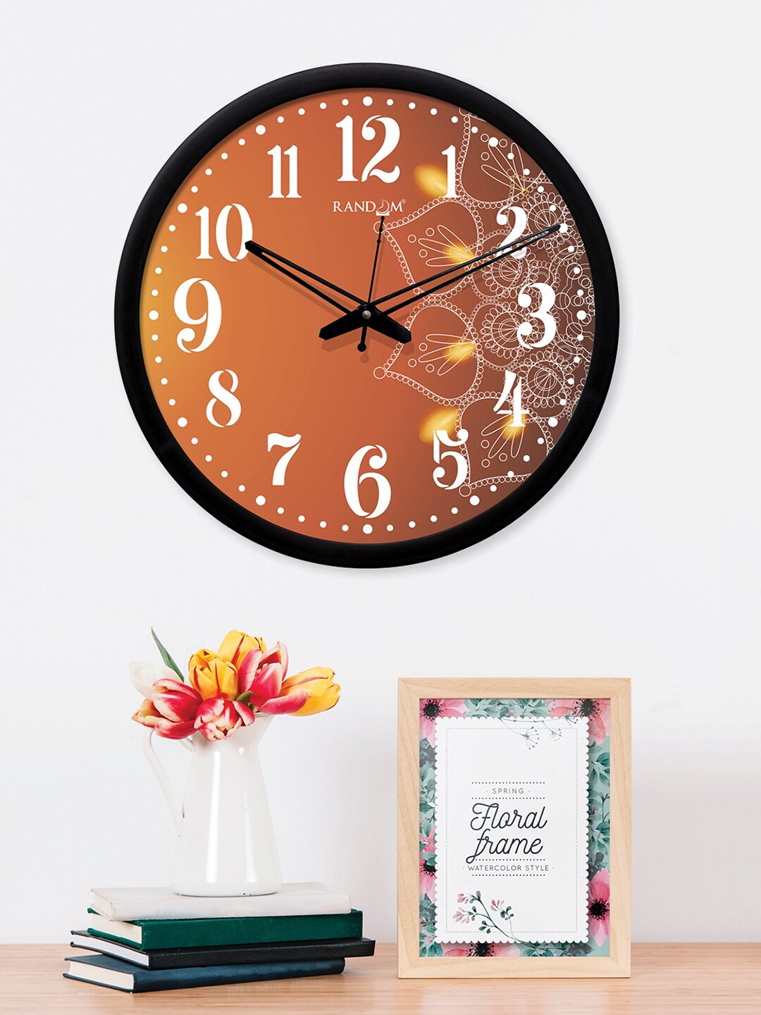 

RANDOM Orange Round Printed Analogue Wall Clock (30.48 cm x 30.48 cm)