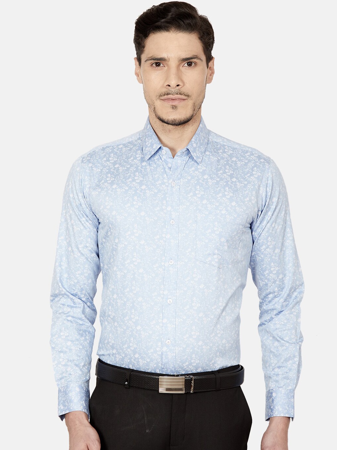 

Oxemberg Men Blue Slim Fit Printed Formal Shirt