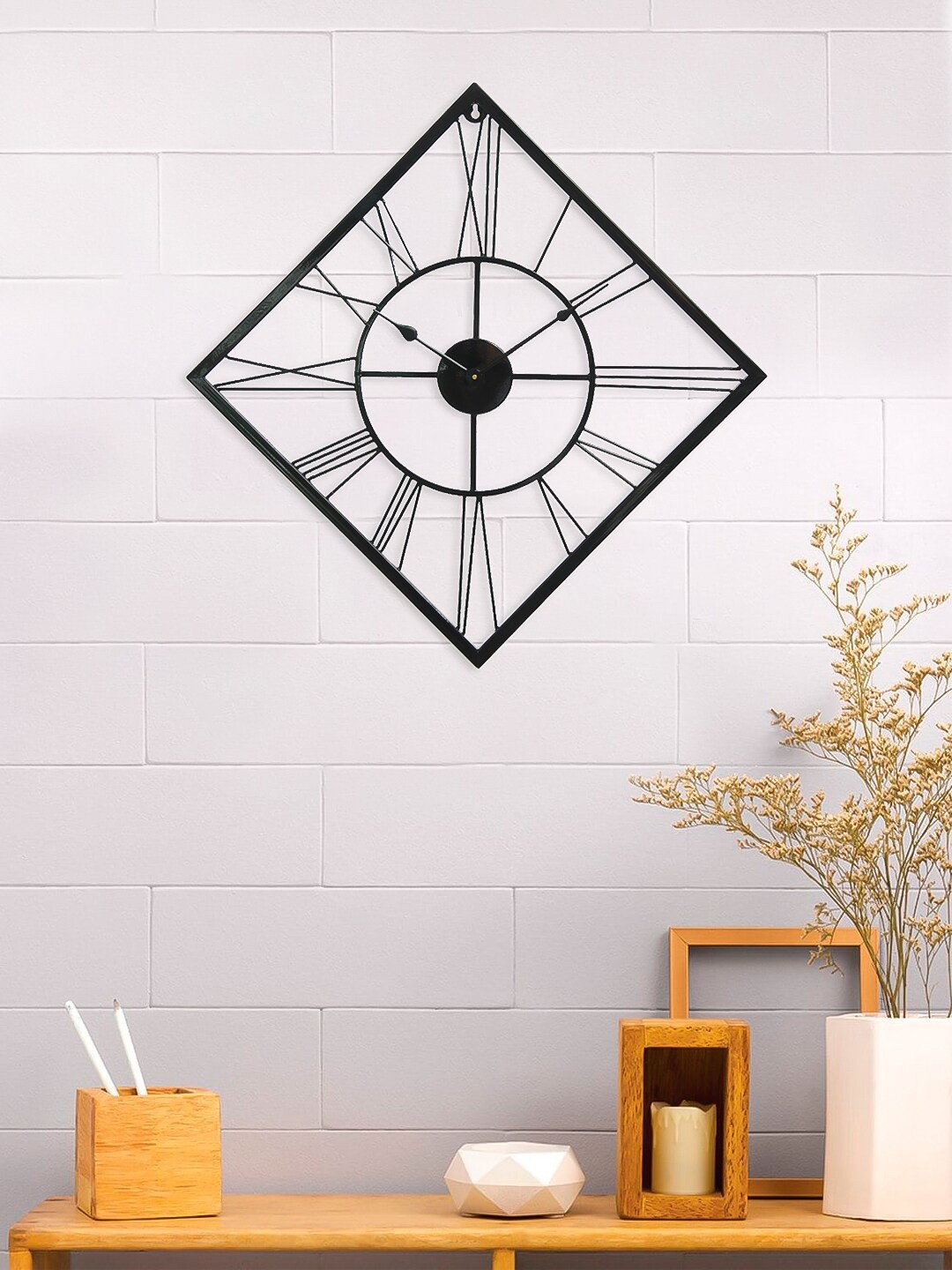 

eCraftIndia Black Handcrafted Round Solid Analogue Wall Clock