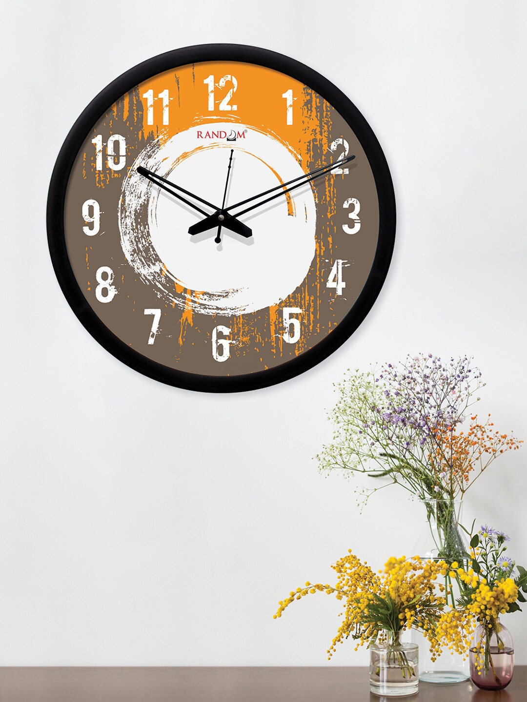 

RANDOM Mustard Yellow & Grey Round Printed Analogue Wall Clock (30.48 cm x 30.48 cm)