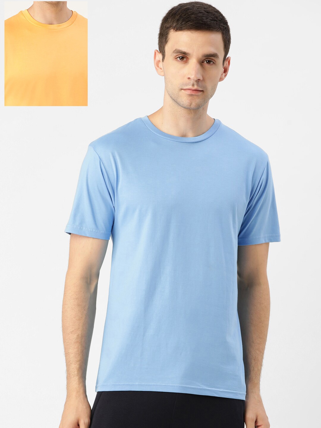 

XYXX Men Pack of 2 Supima Cotton Round Neck Lounge T-Shirts, Yellow