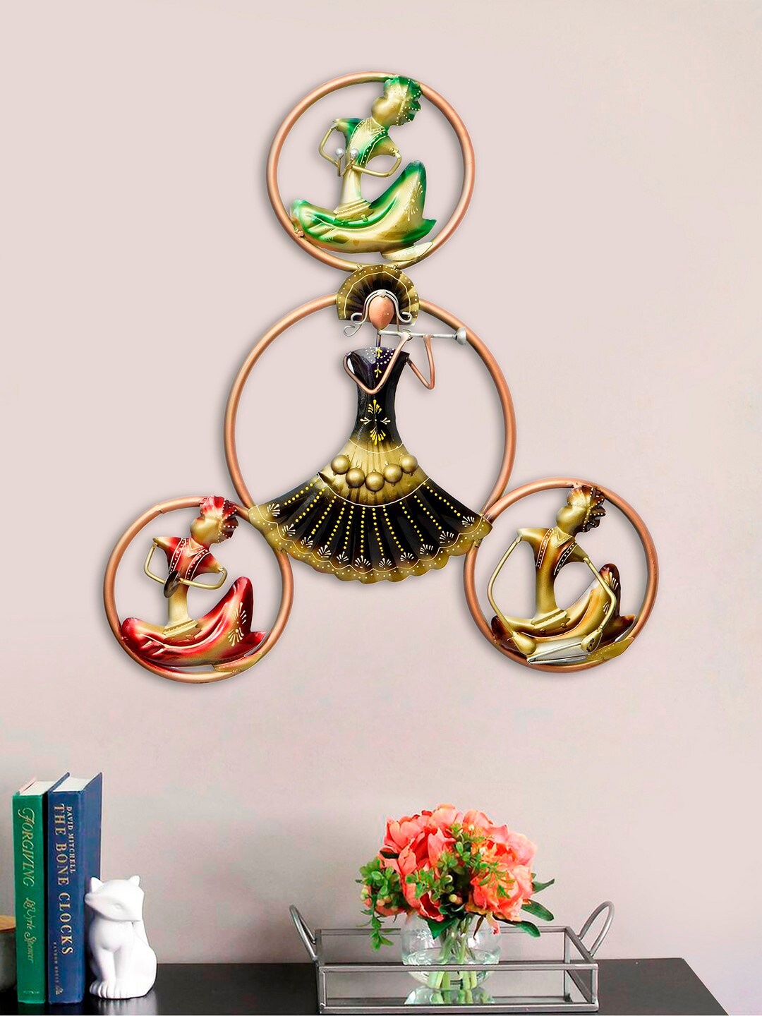 

eCraftIndia Handcrafted Iron Wall Hanging With Background LED Light, Bronze
