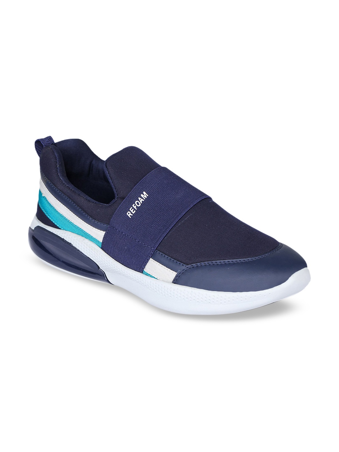 

REFOAM Men Navy Blue & White Colourblocked Slip-On Sneakers