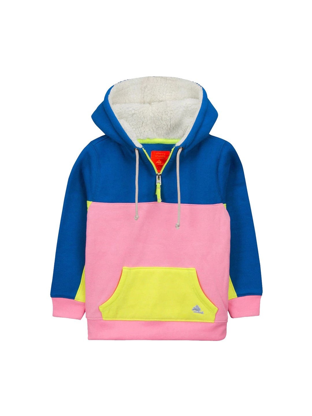 Cherry Crumble Kids Blue & Pink Colourblocked Hooded Sweatshirt