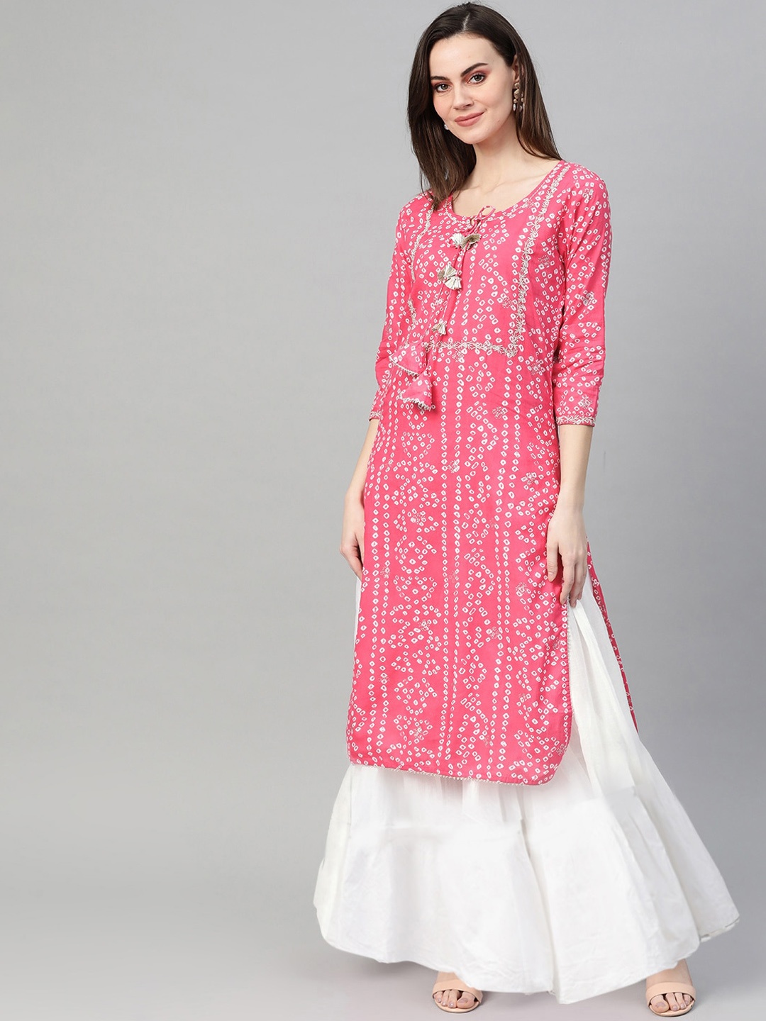 

Ishin Women Pink Printed A-Line Kurta