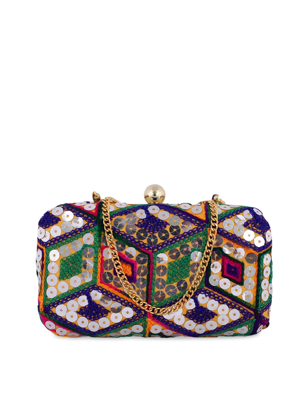 

REZZY Blue & Green Embellished Embellished Clutch