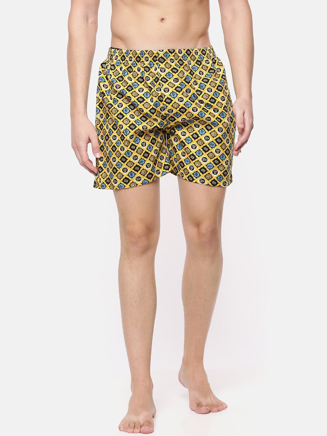 

Cross Court Men Yellow & Black Pure Cotton Printed Boxer CCBX211