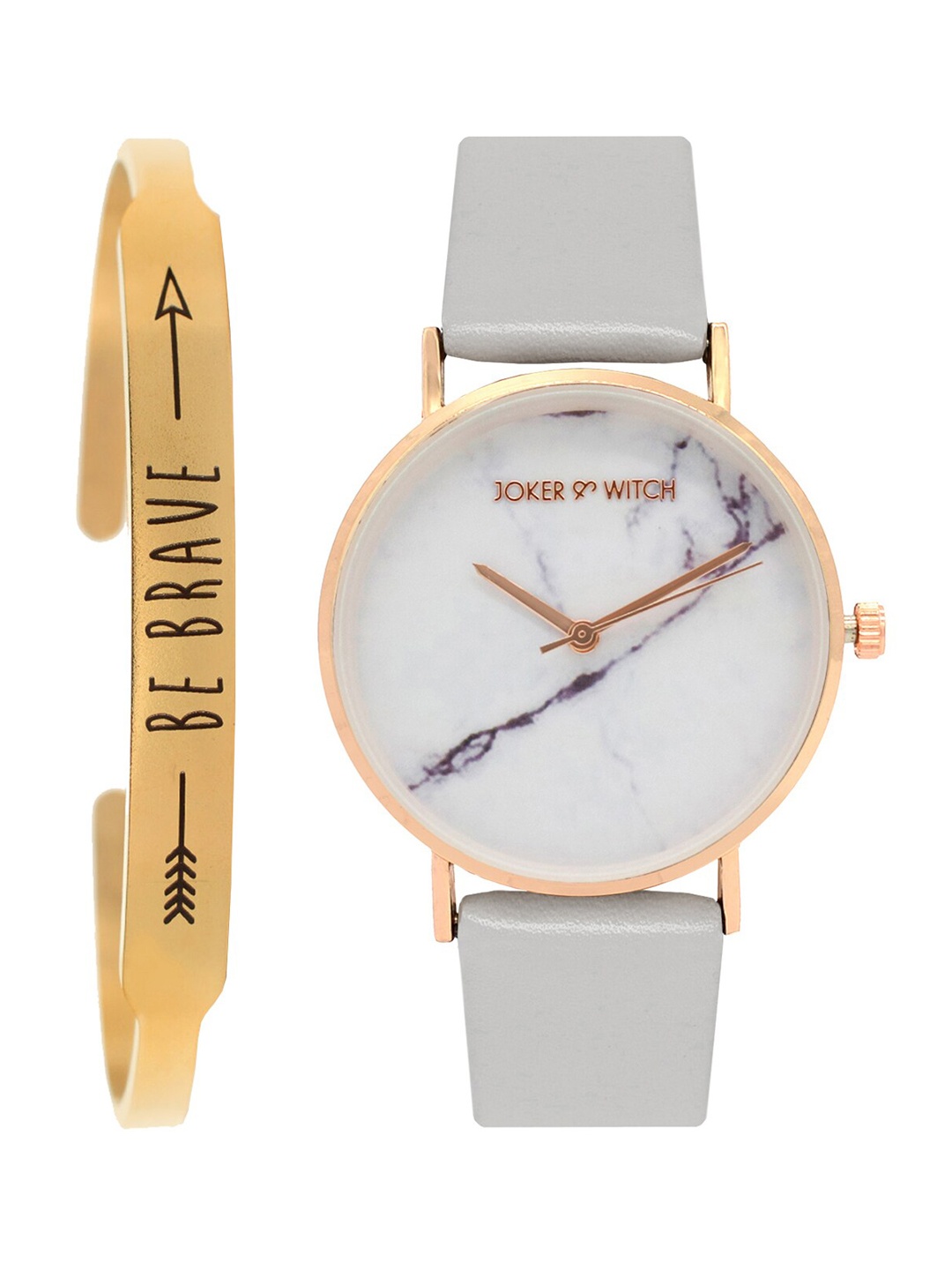 

JOKER & WITCH Women Grey and Rosegold Watch Bracelet Gift Set, White