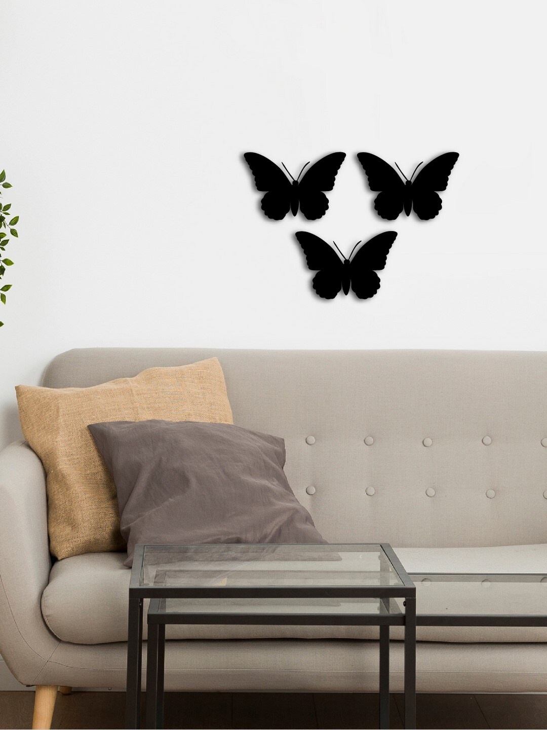 

eCraftIndia Set of 3 Butterflies Ready to Hang Wood Wall Art Cutout, Black