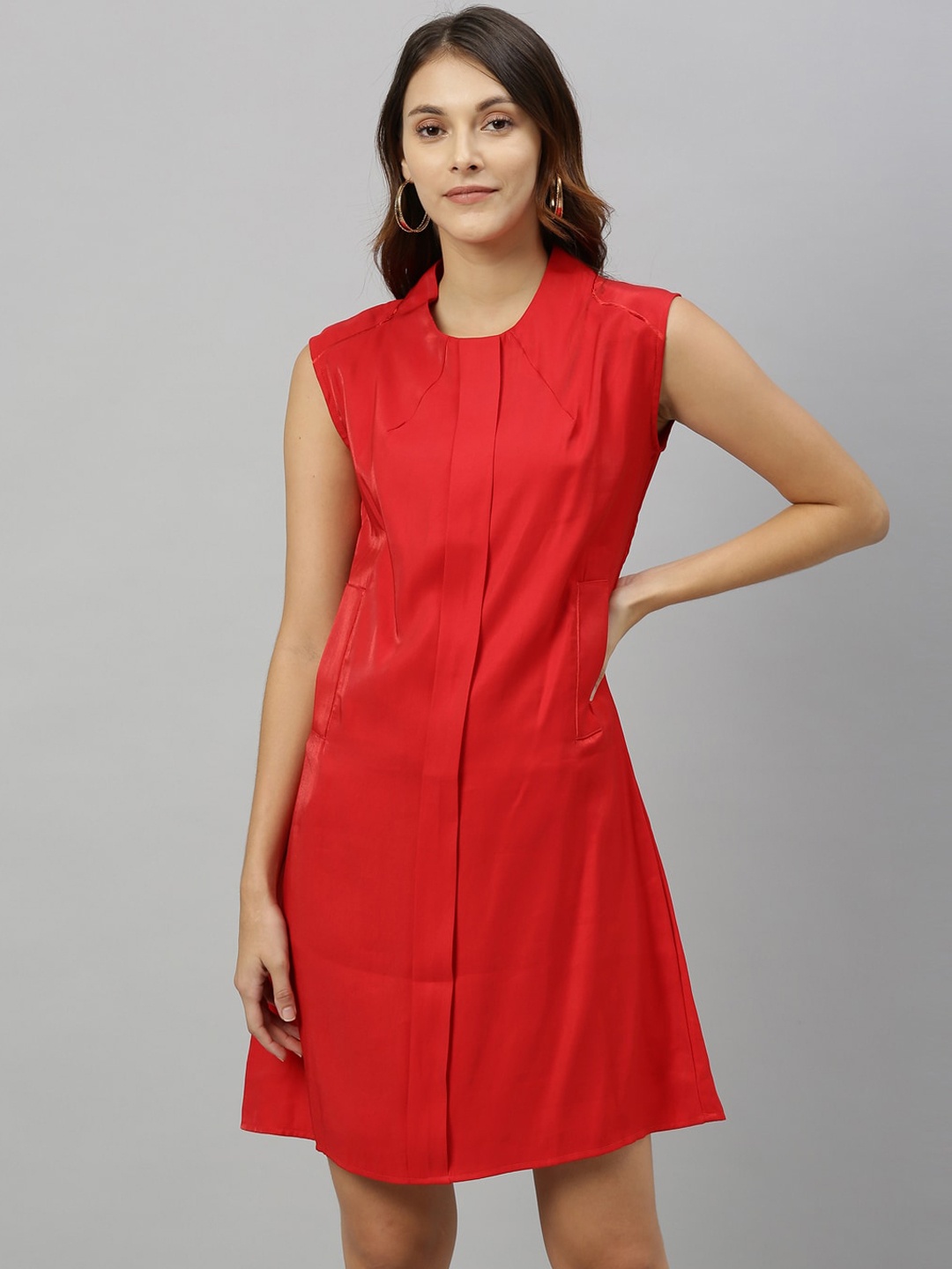 

RAREISM Women Red Solid A-Line Dress