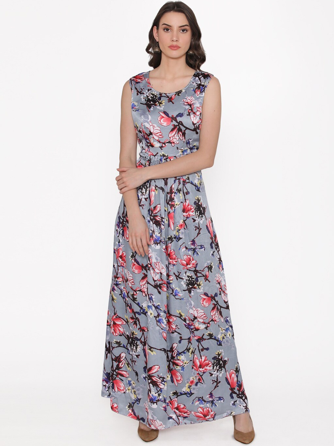 

Kifahari Women Grey Printed Maxi Dress