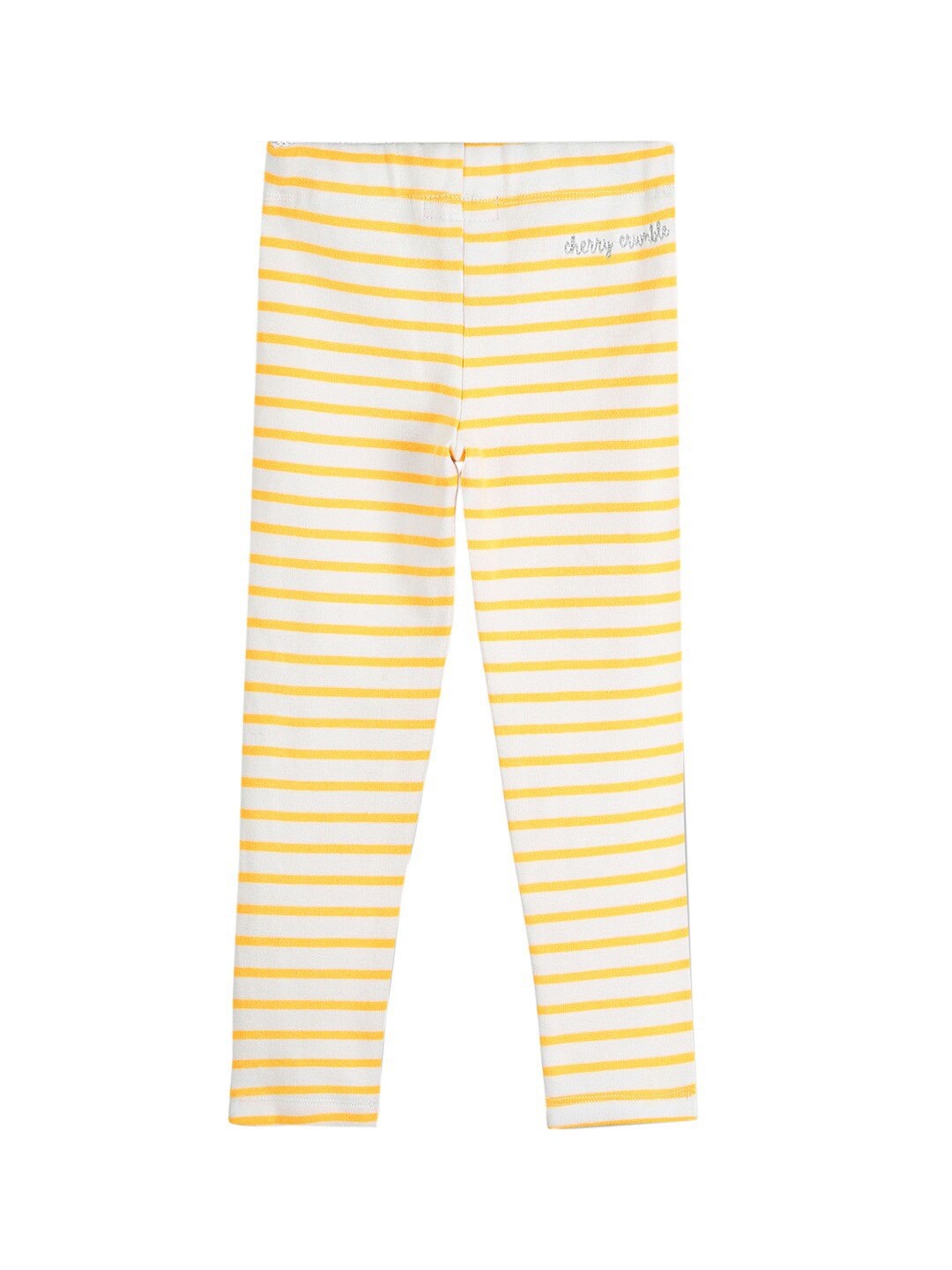 

Cherry Crumble Girls White & Yellow Striped Leggings