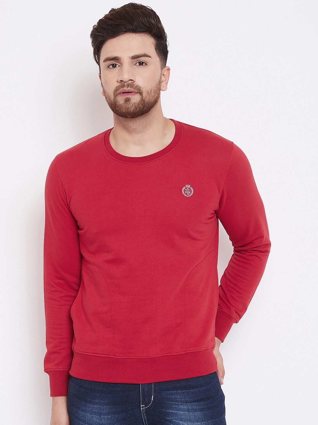 

Adobe Men Red Solid Sweatshirt