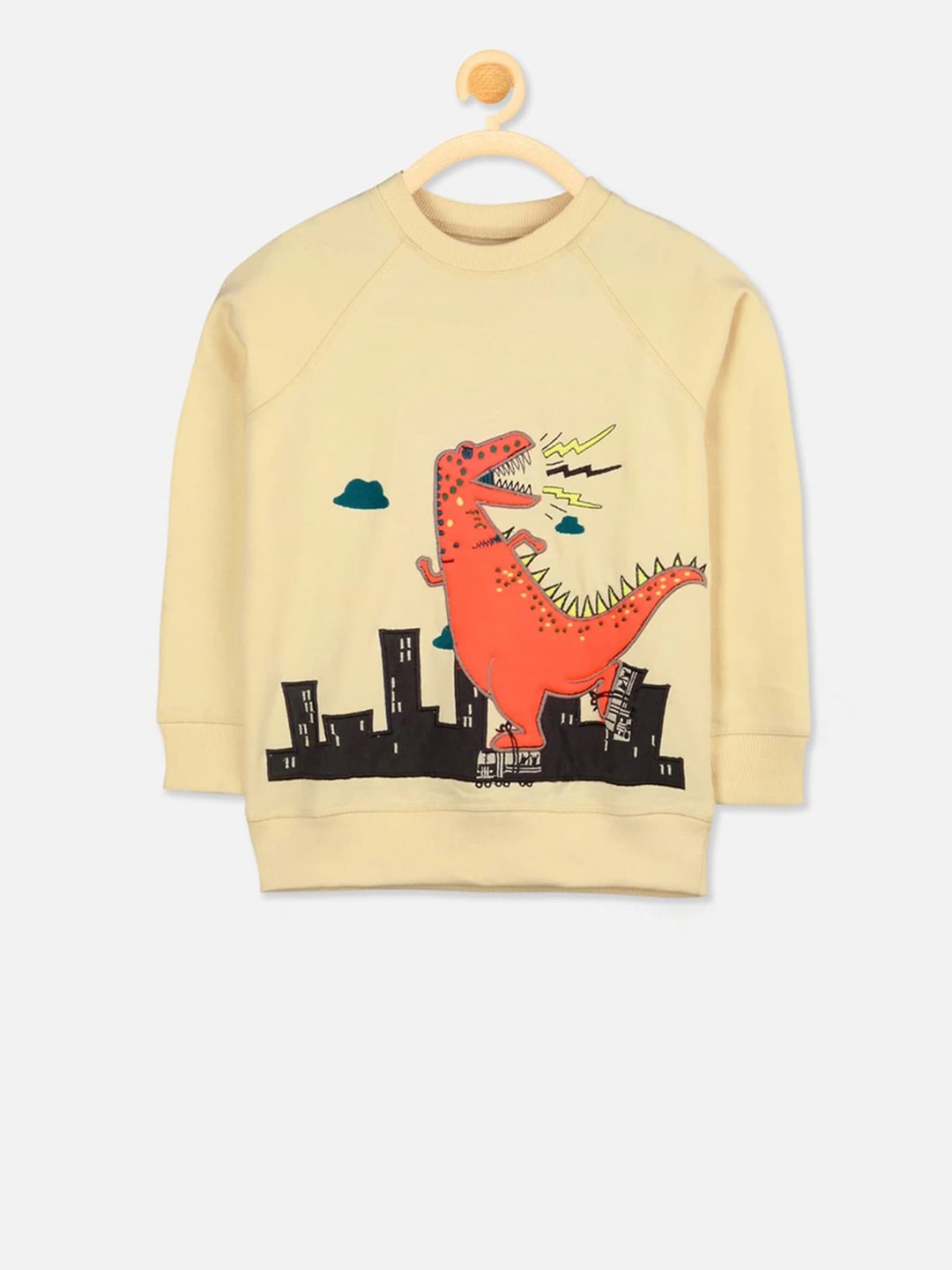 

Cherry Crumble Kids Cream-Coloured & Orange Roller Skates Embroidered Sweatshirt