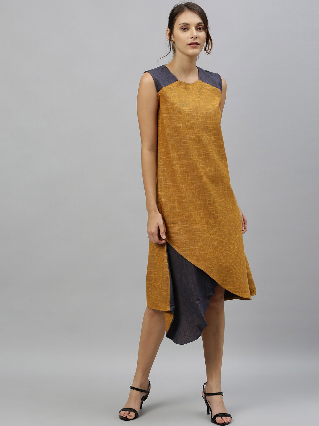 

RAREISM Women Yellow Solid A-Line Dress