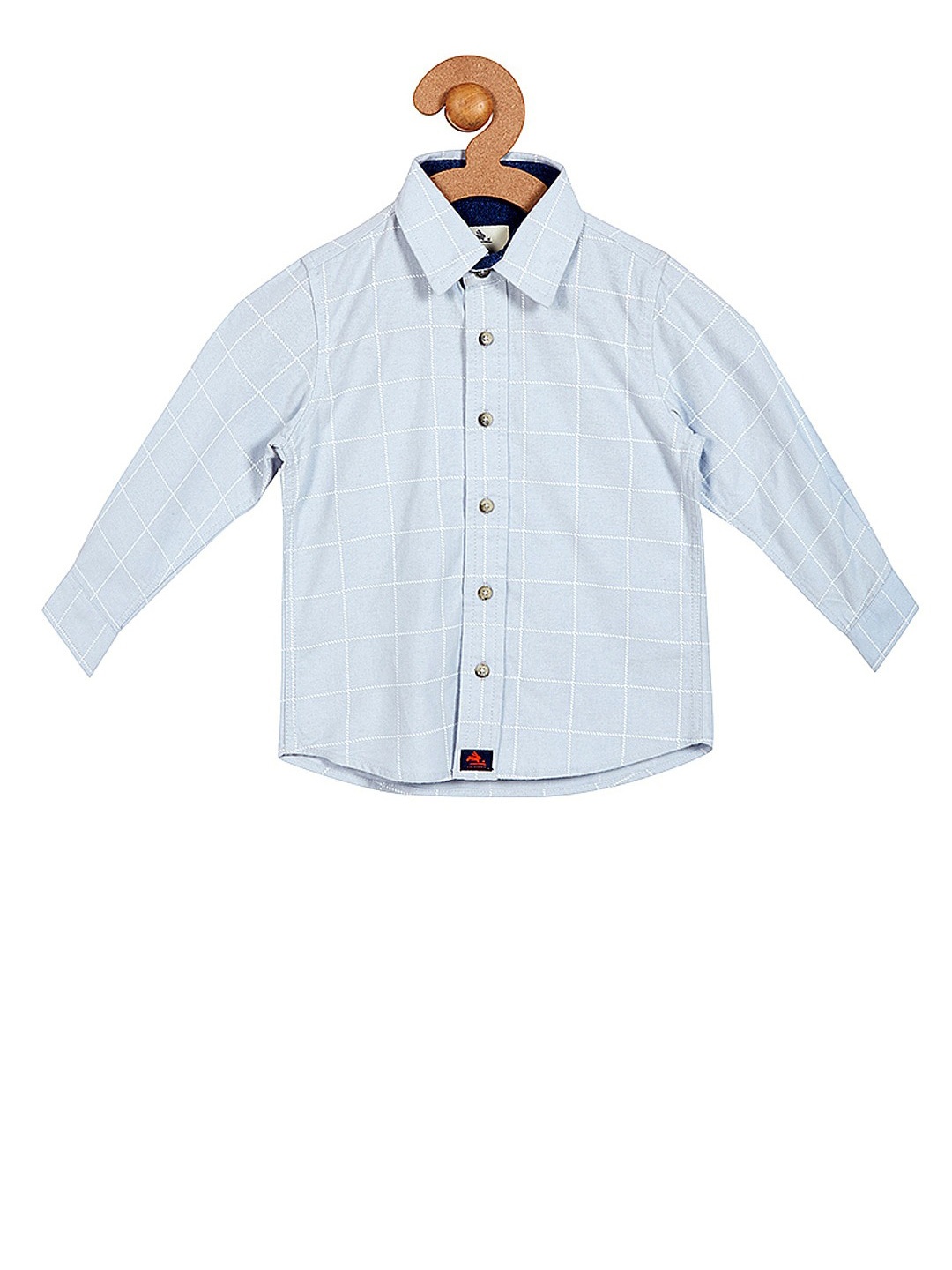 

Cherry Crumble Unisex Kids Blue Regular Fit Checked Casual Shirt