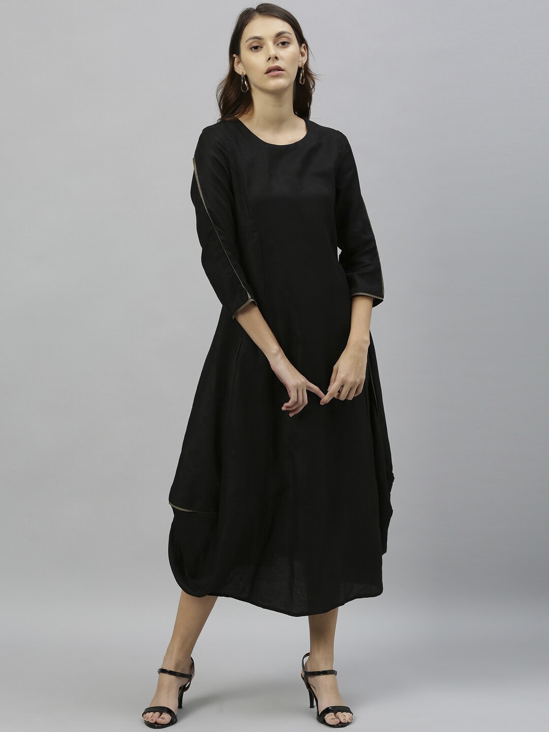 

RAREISM Women Black Solid A-Line Dress