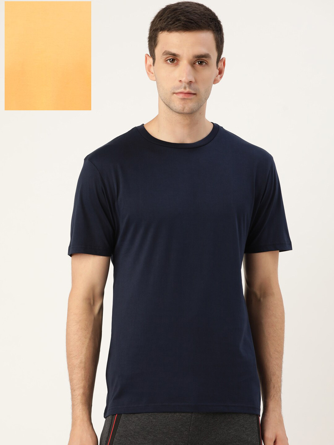 

XYXX Men Pack of 2 Supima Cotton Round Neck Lounge T-Shirts, Navy blue