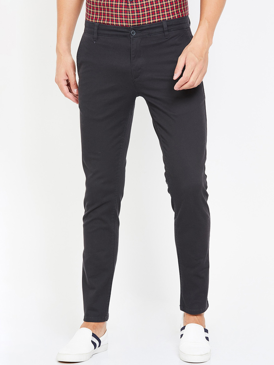 

Fame Forever by Lifestyle Men Charcoal Grey Slim Fit Solid Chinos