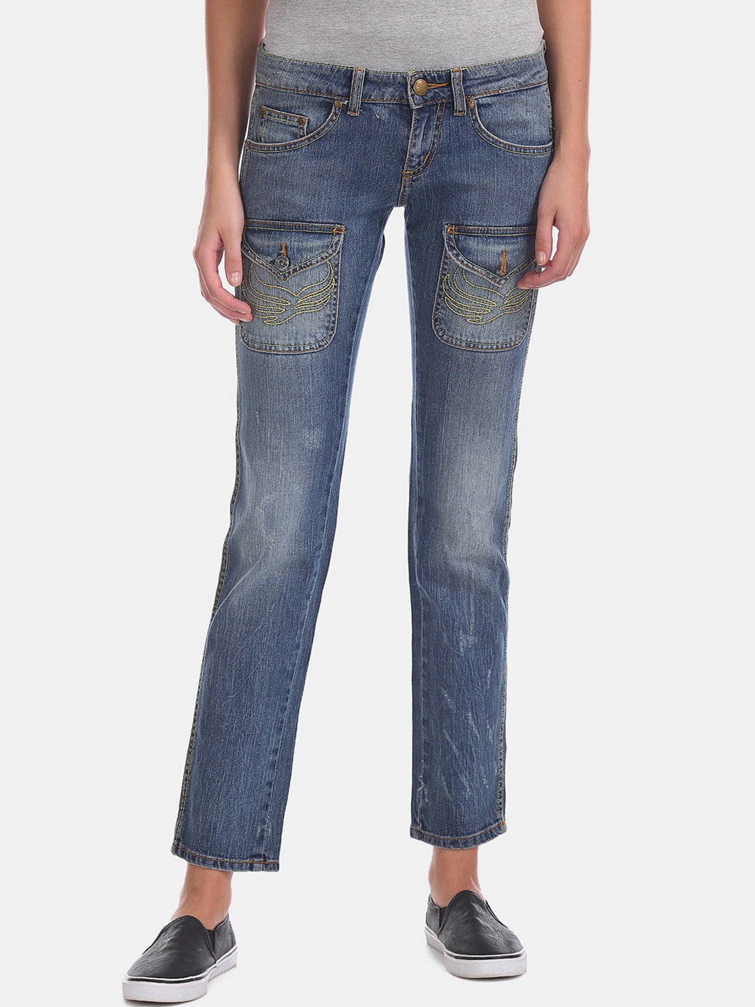 

Flying Machine Women Blue Slim Fit Mid-Rise Mildly Distressed Jeans