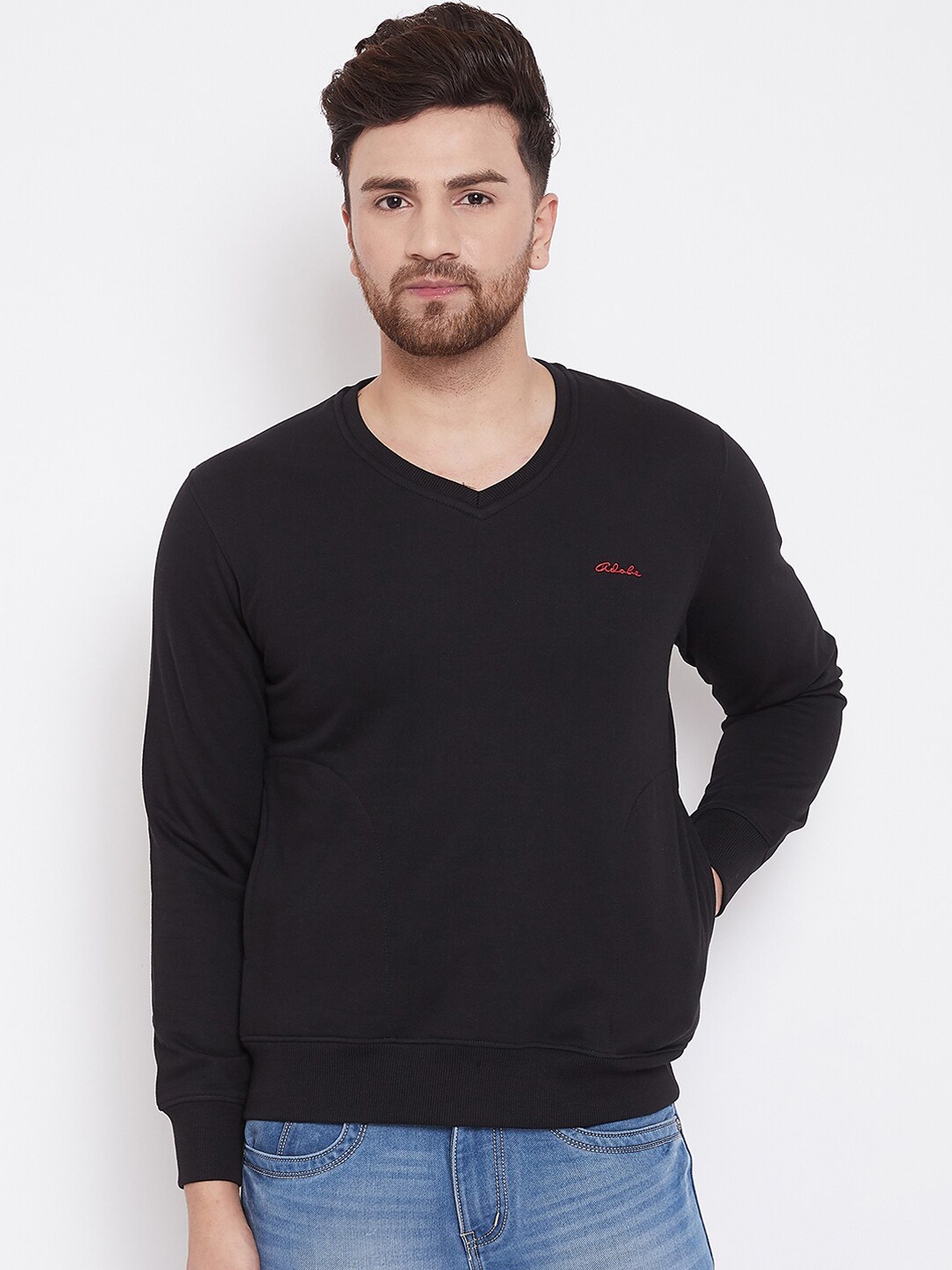 

Adobe Men Black Solid Sweatshirt