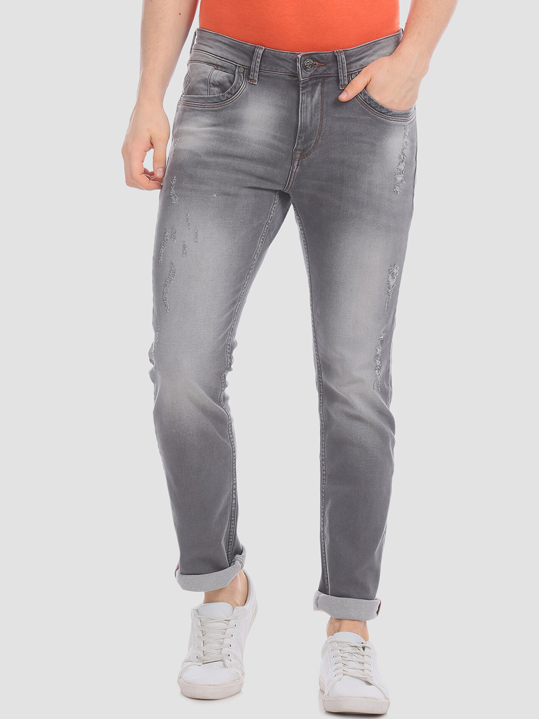 

RUF & TUF Men Grey Slim Fit Mid-Rise Mildly Distressed Stretchable Jeans