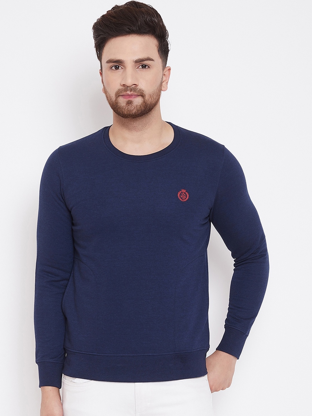 

Adobe Men Navy Blue Solid Sweatshirt