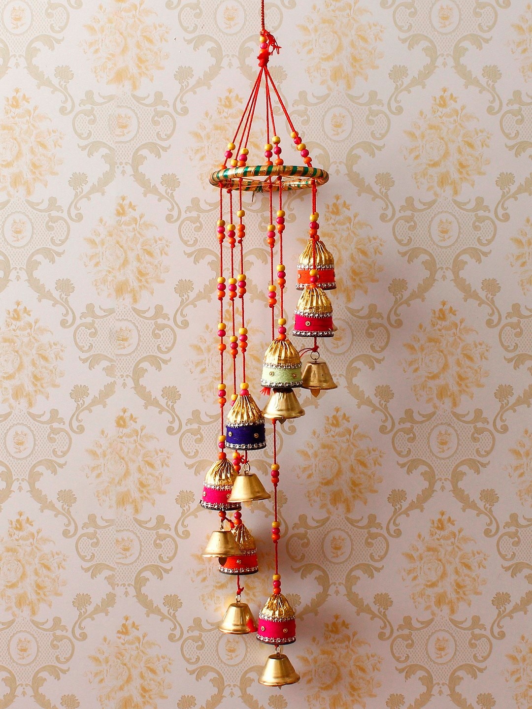 

eCraftIndia Multicoloured Handcrafted Decorative Spiral Wall Hanging Bells, Multi