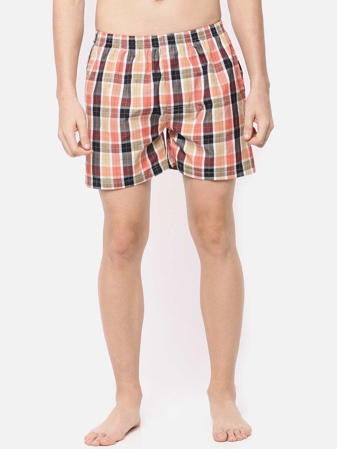 

Cross Court Men Brown & Pink Checked Pure Cotton Boxers CCBX106