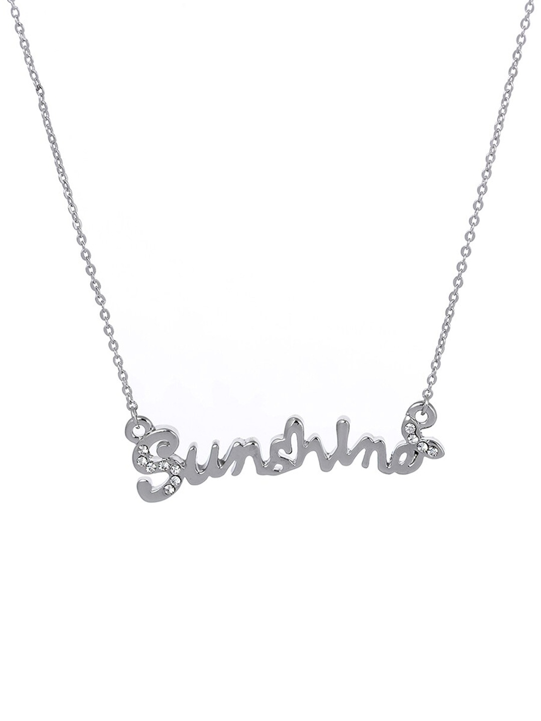 

AQUASTREET Silver-Plated Sunshine Word Inscribed Pendant With Chain