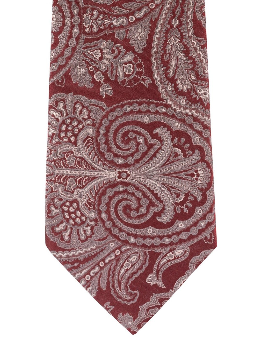 

The Tie Hub Maroon & Grey Woven Design Broad Tie