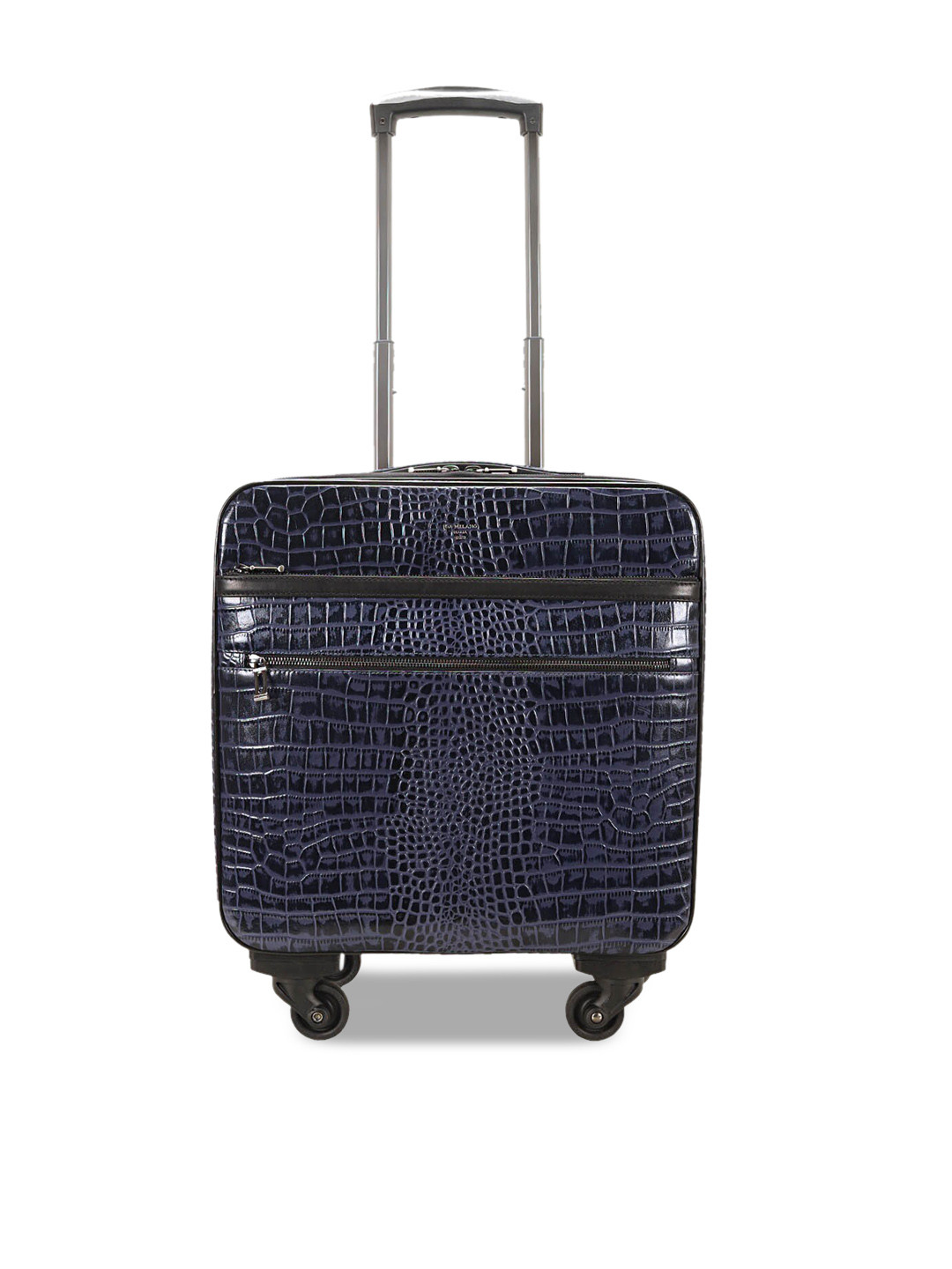

Da Milano Unisex Blue Textured Cabin Leather Trolley Bag