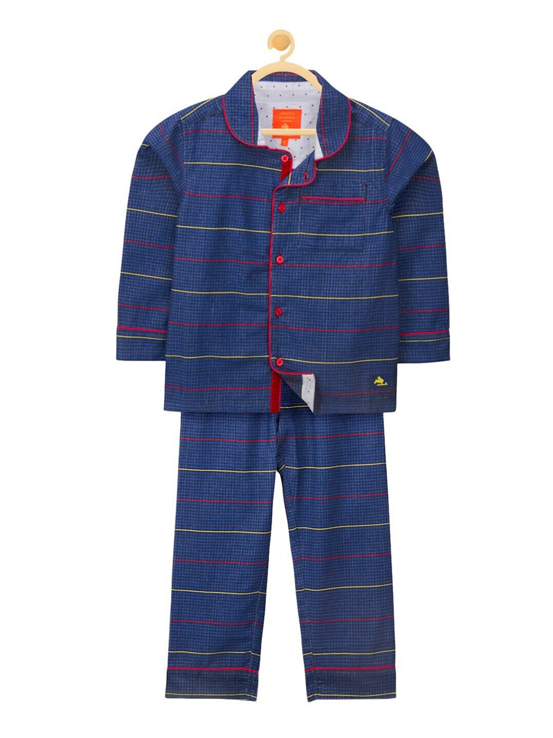 Cherry Crumble Kids Blue Striped Full Sleeves Night Suit