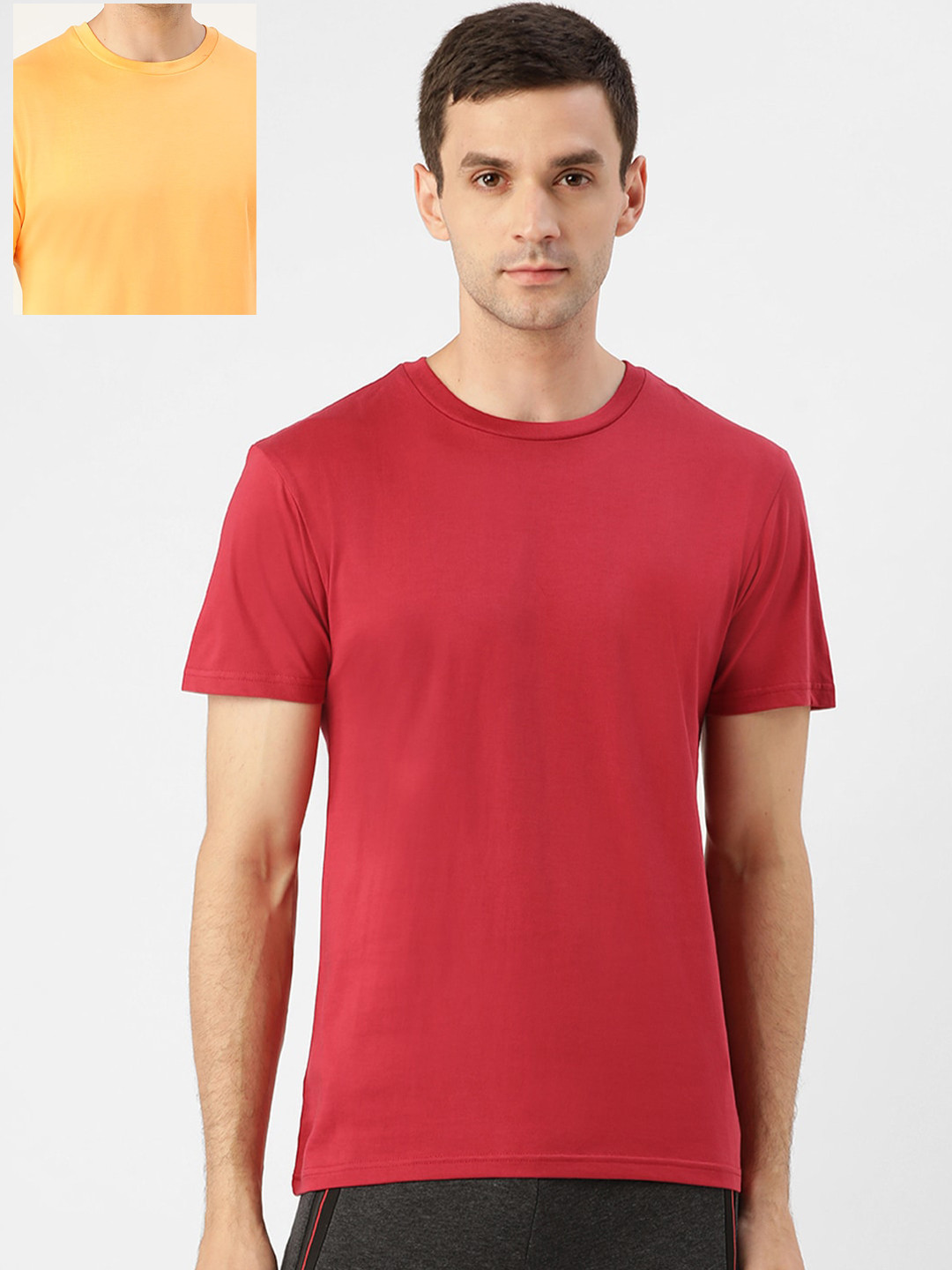 

XYXX Men Pack of 2 Supima Cotton Round Neck Lounge T-Shirts, Red