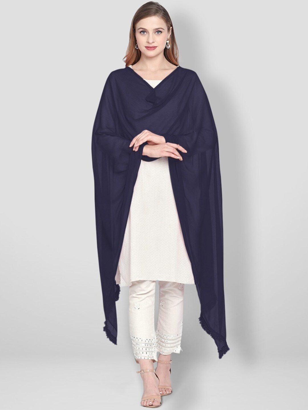 

Dupatta Bazaar Navy Blue Solid Dupatta