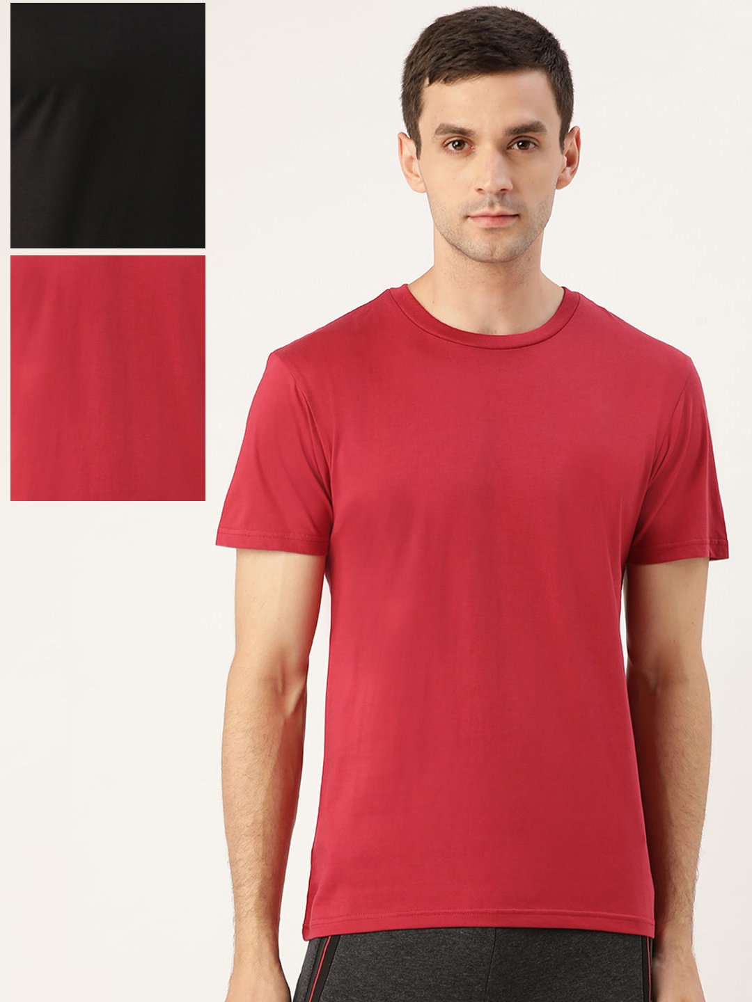 

XYXX Men Pack of 2 Supima Cotton Round Neck Lounge T-Shirts, Maroon