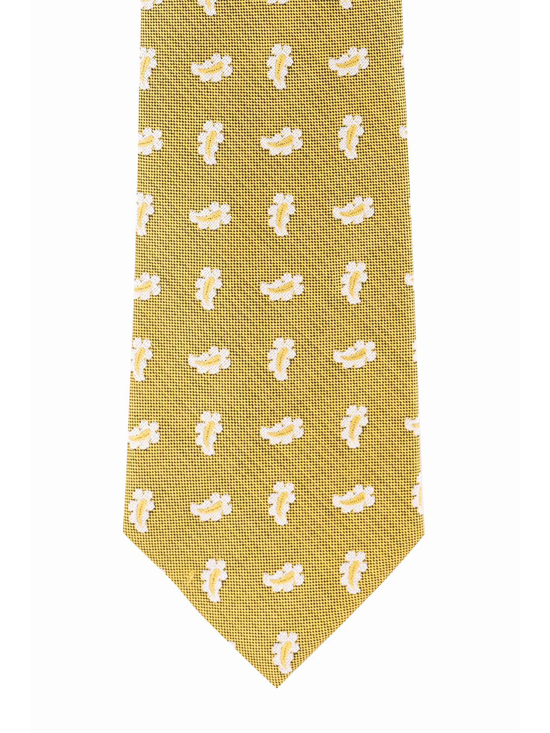 

The Tie Hub Yellow & White Woven Design Broad Tie