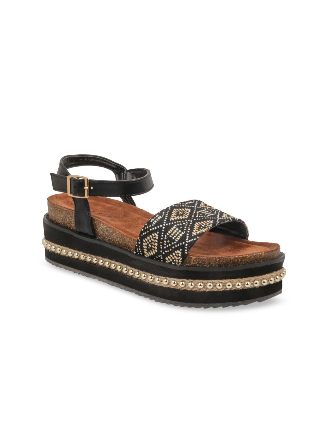 

London Rag Women Black Woven Design Flatforms