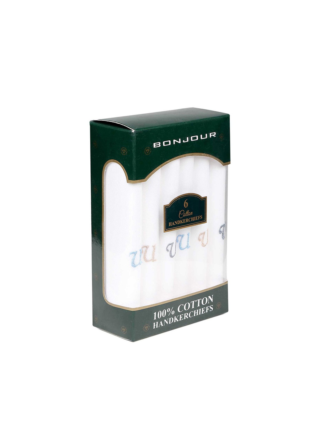 Bonjour Men Set Of 6 White Solid Handkerchiefs Gift Set